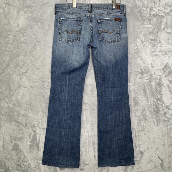 7 For All Mankind Jeans Womens 30 Flare Stretch Denim Distressed Made in USA - Picture 2 of 16